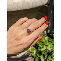 0.68 Ct. Sapphire Natural Diamond Bezel Ring, 14K Rose Gold Life Style