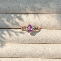 0.68 Ct. Sapphire Natural Diamond Bezel Ring, 14K Rose Gold Life Style