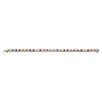 5.72 Ct.Tw. Multi Color Sapphire and Natural Diamond Tennis/Line Bracelet, 18K White Gold Image