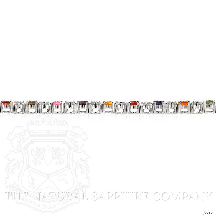 5.72 Ct.Tw. Multi Color Sapphire and Natural Diamond Tennis/Line Bracelet, 18K White Gold