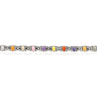5.72 Ct.Tw. Multi Color Sapphire and Natural Diamond Tennis/Line Bracelet, 18K White Gold Image
