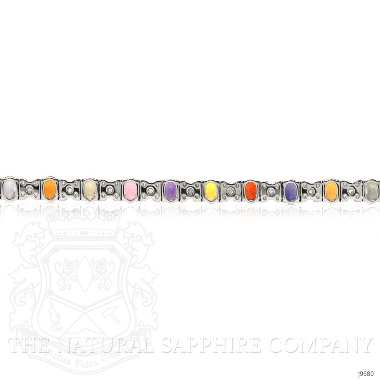 5.72 Ct.Tw. Multi Color Sapphire and Natural Diamond Tennis/Line Bracelet, 18K White Gold