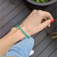 11.80 Ct.Tw.Total Carat Weight Emerald Bracelet, 18K White Gold Life Style