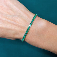 5.52 Ct.Tw.Total Carat Weight Emerald Bracelet, 18K White Gold Image