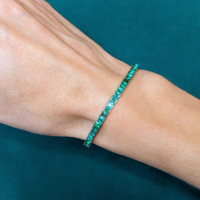 5.52 Ct.Tw.Total Carat Weight Emerald Bracelet, 18K White Gold Image