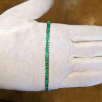 5.52 Ct.Tw.Total Carat Weight Emerald Bracelet, 18K White Gold Image