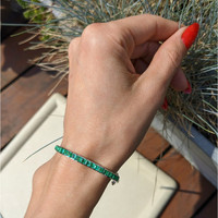 5.52 Ct.Tw.Total Carat Weight Emerald Bracelet, 18K White Gold Life Style