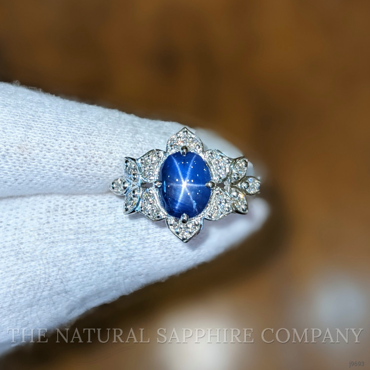 2.97 Ct. Blue Sapphire and Natural Diamond Pave Ring, Platinum 950
