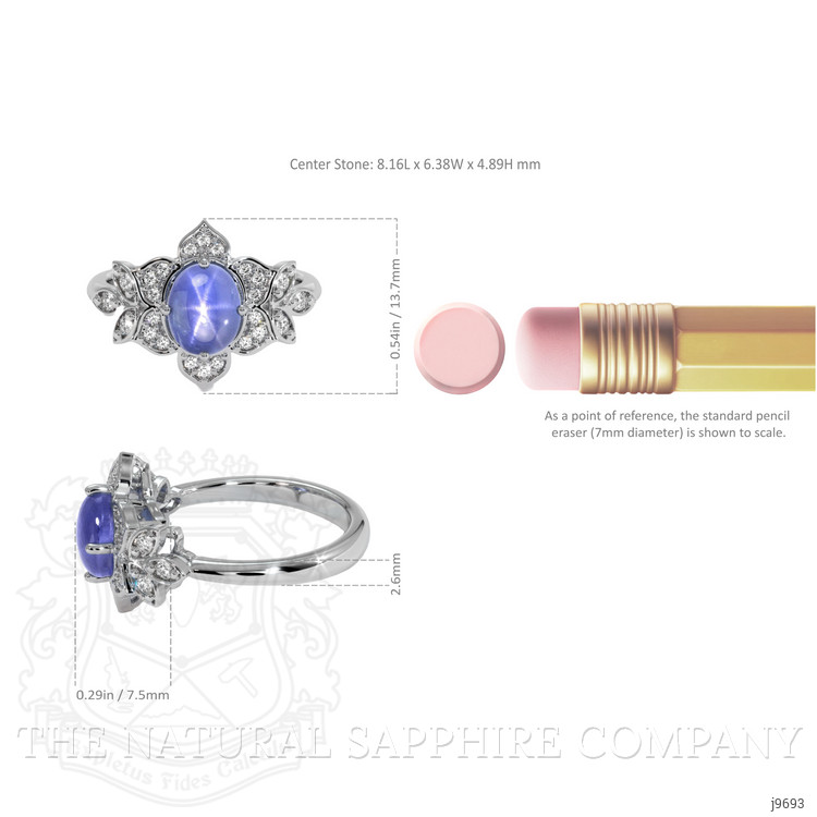 2.97 Ct. Blue Sapphire and Natural Diamond Pave Ring, Platinum 950