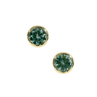 1.00&nbsp;Ct.Tw.Total Carat Weight Bluish Green Sapphire Studs Earrings, 14K Yellow Gold Video