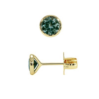 1.00&nbsp;Ct.Tw.Total Carat Weight Bluish Green Sapphire Studs Earrings, 14K Yellow Gold Image
