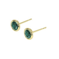 1.00&nbsp;Ct.Tw.Total Carat Weight Bluish Green Sapphire Studs Earrings, 14K Yellow Gold Image