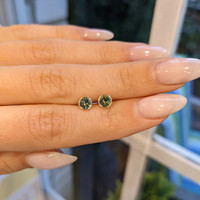 1.00&nbsp;Ct.Tw.Total Carat Weight Bluish Green Sapphire Studs Earrings, 14K Yellow Gold Life Style