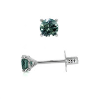 1.00&nbsp;Ct.Tw.Total Carat Weight Bluish Green Sapphire Studs Earrings, 14K White Gold Image