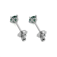 1.00&nbsp;Ct.Tw.Total Carat Weight Bluish Green Sapphire Studs Earrings, 14K White Gold Image
