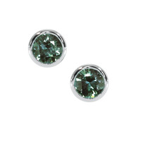 1.00&nbsp;Ct.Tw.Total Carat Weight Bluish Green Sapphire Studs Earrings, 14K White Gold Video