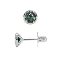 1.00&nbsp;Ct.Tw.Total Carat Weight Bluish Green Sapphire Studs Earrings, 14K White Gold Image