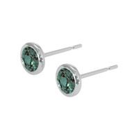1.00&nbsp;Ct.Tw.Total Carat Weight Bluish Green Sapphire Studs Earrings, 14K White Gold Image