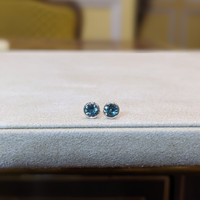 1.00&nbsp;Ct.Tw.Total Carat Weight Bluish Green Sapphire Studs Earrings, 14K White Gold Life Style