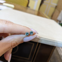 1.00&nbsp;Ct.Tw.Total Carat Weight Bluish Green Sapphire Studs Earrings, 14K White Gold Life Style