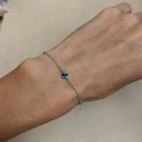 0.42 Ct.Tw. Bluish Green Sapphire Bezel Bracelet, 14K White Gold Life Style