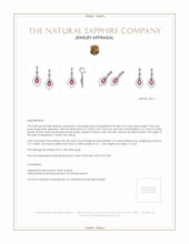 5.47 Ct.Tw.Total Carat Weight Pink Sapphire and Natural Diamond Pave Earrings, 18K White Gold Appraisal