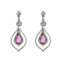 5.47 Ct.Tw. Pink Sapphire and Natural Diamond Hoops Earrings, 18K White Gold Image