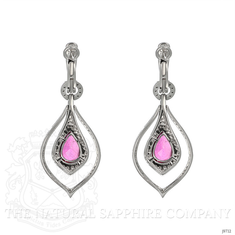 5.47 Ct.Tw. Pink Sapphire and Natural Diamond Hoops Earrings, 18K White Gold