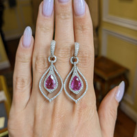 5.47 Ct.Tw. Pink Sapphire and Natural Diamond Hoops Earrings, 18K White Gold Life Style