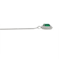 6.16 Ct. Emerald and Natural Diamond Pave Pendant, 18K White Gold Image