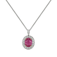 3.01 Ct. Sapphire Natural Diamond Pave Pendant, 18K White & Yellow Video