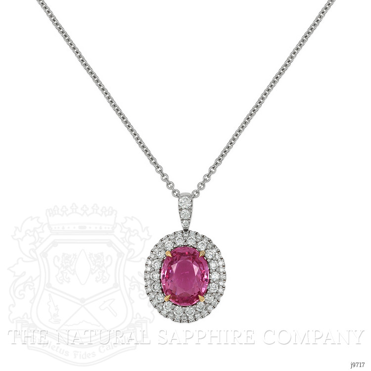 3.01 Ct. Pink Sapphire and Natural Diamond Pave Pendant, 18K White & Yellow