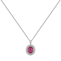 3.01 Ct. Sapphire Natural Diamond Pave Pendant, 18K White & Yellow Image