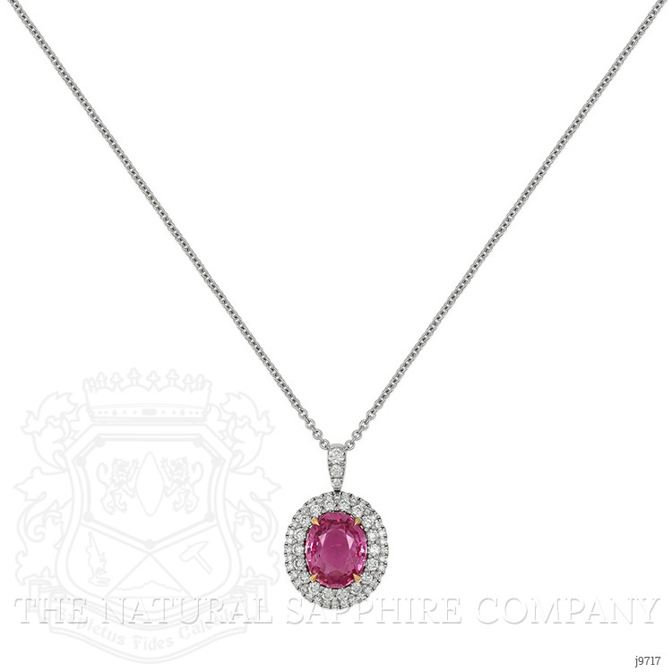 3.01 Ct. Pink Sapphire and Natural Diamond Pave Pendant, 18K White & Yellow