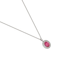 3.01 Ct. Sapphire Natural Diamond Pave Pendant, 18K White & Yellow Image