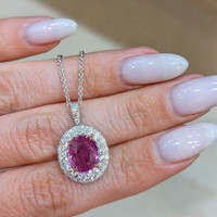 3.01 Ct. Sapphire Natural Diamond Pave Pendant, 18K White & Yellow Life Style