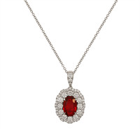 2.16 Ct. Ruby and Natural Diamond Pave Pendant, 18K White Gold Video