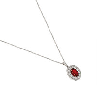 2.16 Ct. Ruby and Natural Diamond Pave Pendant, 18K White Gold Image