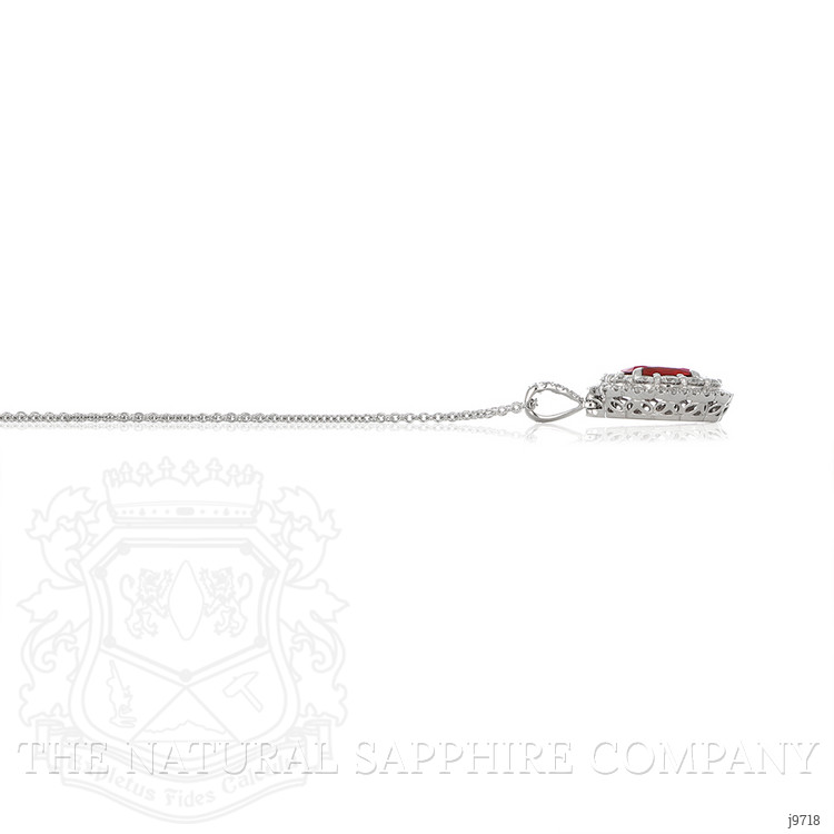 2.16 Ct. Ruby and Natural Diamond Pave Pendant, 18K White Gold