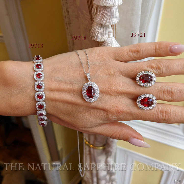 2.16 Ct. Ruby and Natural Diamond Pave Pendant, 18K White Gold