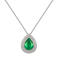 5.63 Ct. Emerald Natural Diamond Pave Pendant, 18K White Gold Video