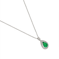 5.63 Ct. Emerald Natural Diamond Pave Pendant, 18K White Gold Image