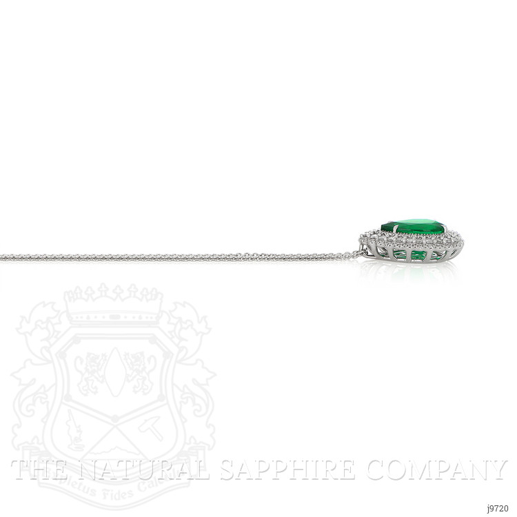 5.63 Ct. Emerald Natural Diamond Pave Pendant, 18K White Gold
