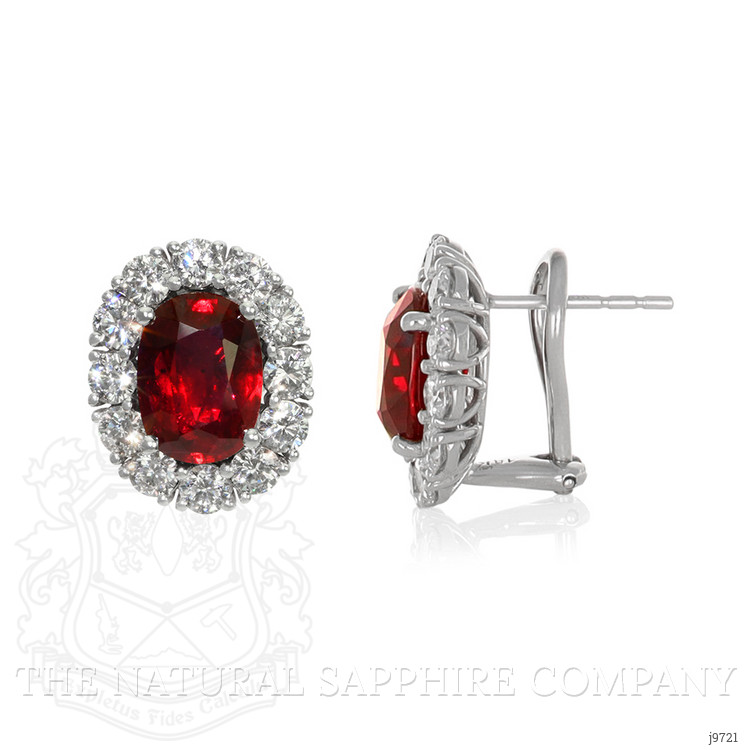6.46 Ct.Tw. Ruby Natural Diamond Pave Earrings, 18K White Gold