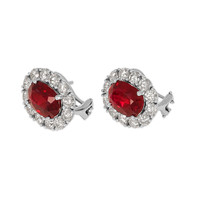 6.46 Ct.Tw. Ruby Natural Diamond Pave Earrings, 18K White Gold Image