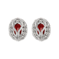 6.46 Ct.Tw. Ruby Natural Diamond Pave Earrings, 18K White Gold Image