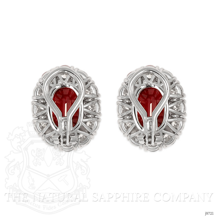 6.46 Ct.Tw. Ruby Natural Diamond Pave Earrings, 18K White Gold