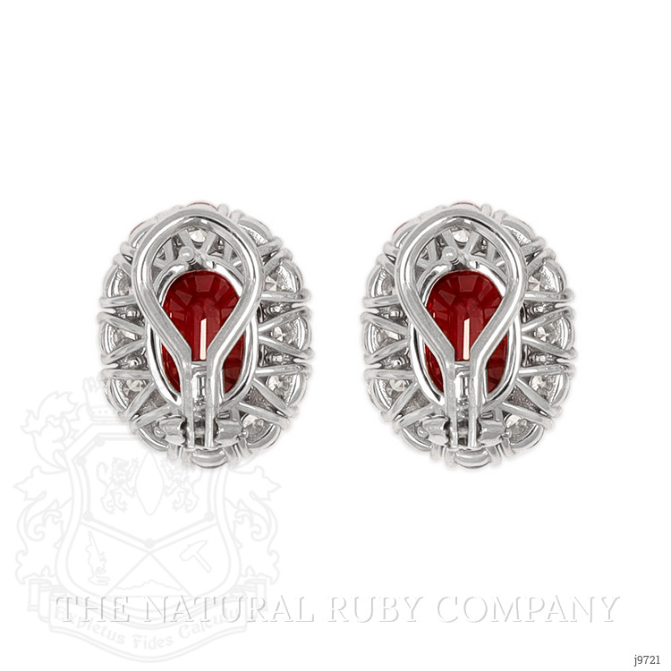 6.46 Ct.Tw. Ruby Natural Diamond Pave Earrings, 18K White Gold