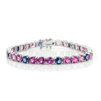 19.85 Ct.Tw. Multi Color Sapphire Pave Bracelet, 14K White Gold Video