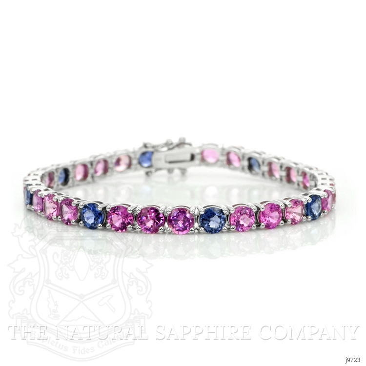 19.85 Ct.Tw. Multi Color Sapphire Pave Bracelet, 14K White Gold
